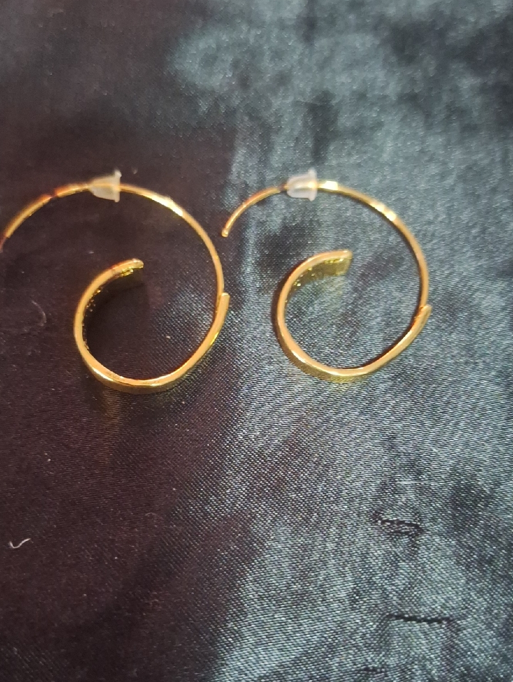 Gold-Tone Spiral Hoop Earrings - Elegant Women's Jewelry